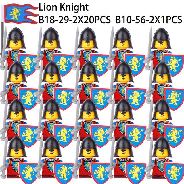 Military Building Blocks Solider Figures Gifts Toys Movie Science Fiction Series Medieval Knight Legion Weapons Shield Flag MOC