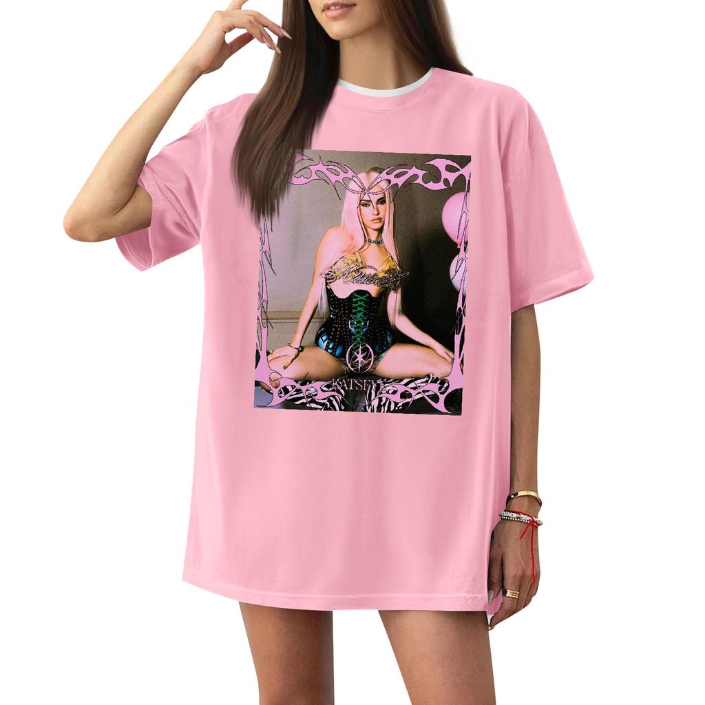 Women's Casual Printed T-Shirt Round Neck Pullover Short Sleeve Top