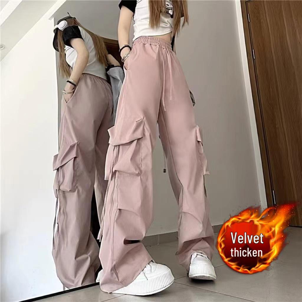 Unisex High-Waist Retro Work Pants, Wide-Leg, Loose-Fit for Spring, Summer, or Autumn