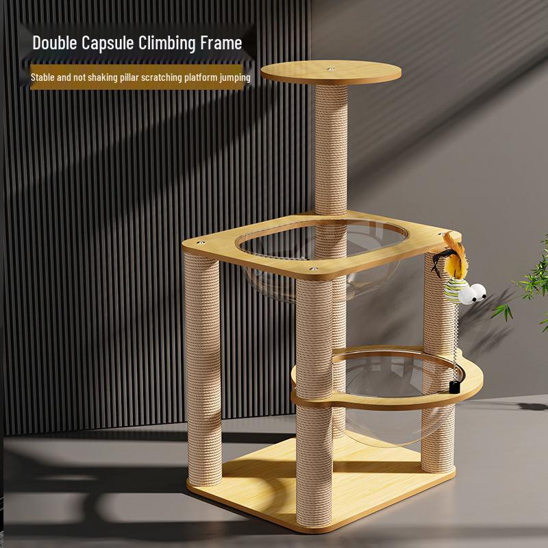 Extra-Large Cat Climbing Frame & Bed: Multi-Layer Space Capsule with Scratch-Resistant Sisal Posts - Durable and Shed-Free.