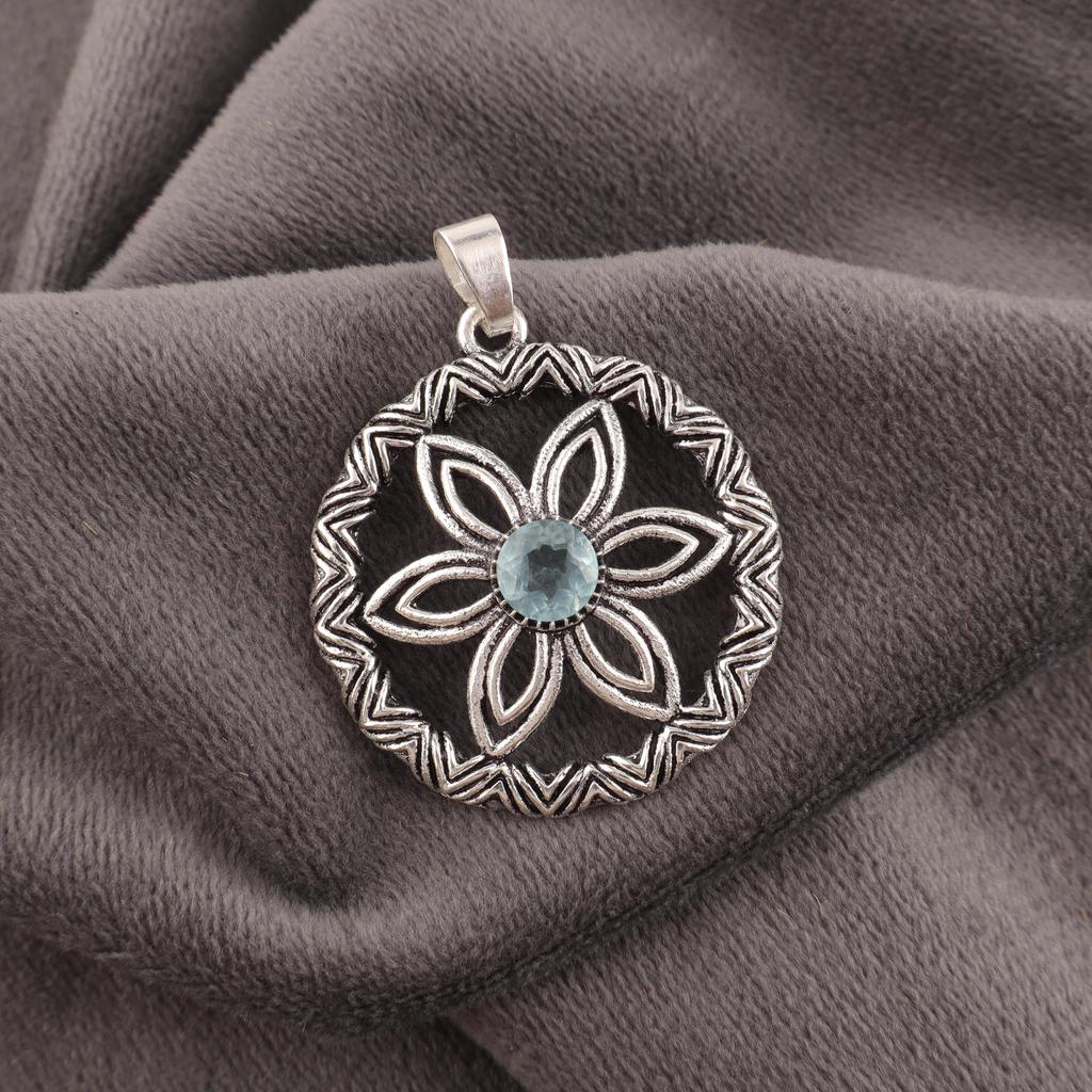 Sky Blue Topaz Gemstone Pendant, Handmade Gorgeous Jewelry, 925 Solid Sterling Silver Jewelry, Everyday Pendant For Wedding Gift