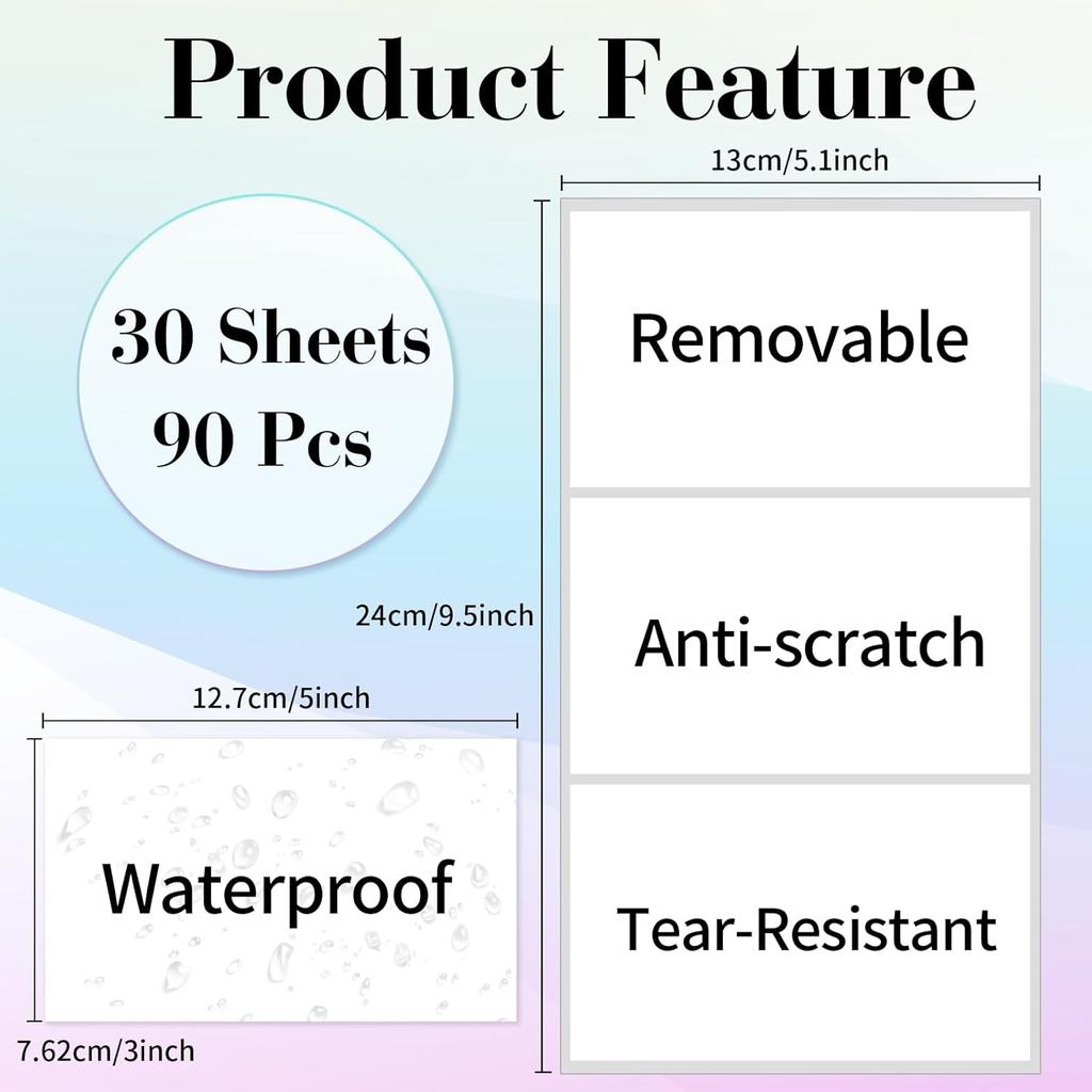 STARLIBOO Removable Colored Labels Stickers, 3X5 Inch Removable Large Label Stickers for Moving Boxes and Storage B- Waterproof- Tear Resistant