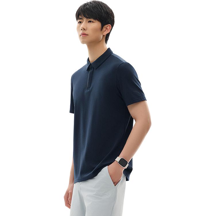 Anta Comfortable Versatile Breathable Casual Short Sleeve Polo Shirt Men Tops Deep-Night-Blue 152527145-4