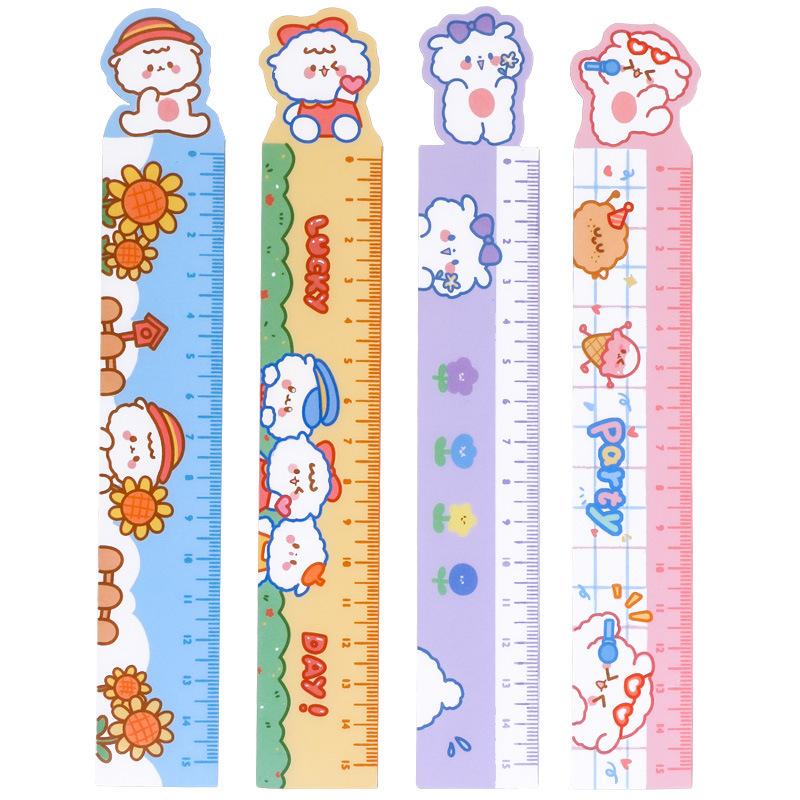 4 Piece Candy Color Animals Kawaii Stationery Cartoon Drawing Office School Kitten Straight Plastic Ruler
