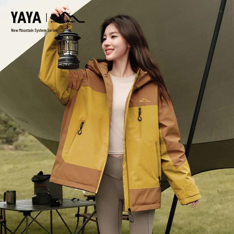 Yaya New Mountain Series Unisex Hooded Color-Block Down Jacket