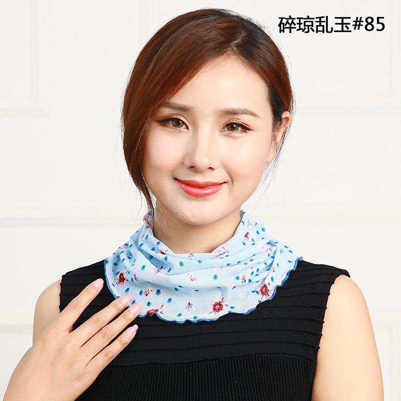 Eșarfă mică de mătase Pulover de primăvară și de vară, eșarfă cu guler fals, husă pentru gât pătrat din plasă pentru femei, eșarfă versatilă W18