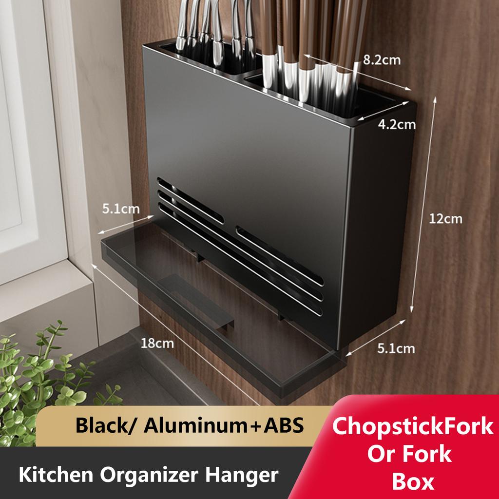 Kitchen Storage Knives Holder Wall Mounted Organizer Spoon and Chopsticks Rest Hanging Organizers Aluminium