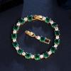 Inlaid Emerald Jewelry Brass Gold Plated Zircon Bracelet Birthday Gift