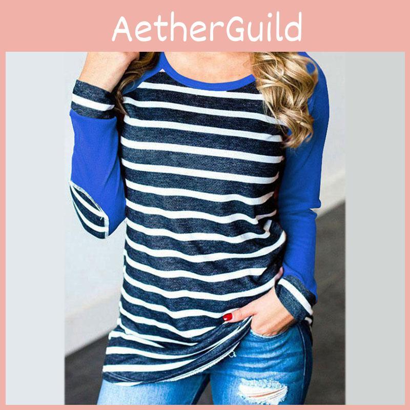 Autumn New Striped Stitching Round Neck Long-sleeved T-shirt Bottoming Shirt For Effortless Style And Comfort