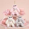 Cute Glasses Poodle Keychain, Fluffy Dog Plush Toy for Bag, Small Stuffed Animal Keyring for Backpack Purse Car Keys Accessories