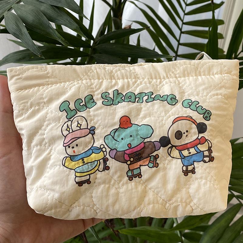 Cute Cartoon Printed Ladies Cosmetic Bag Love Quilting Women's Small Storage Bags Sweet Portable Female Clutch Purse Handbags