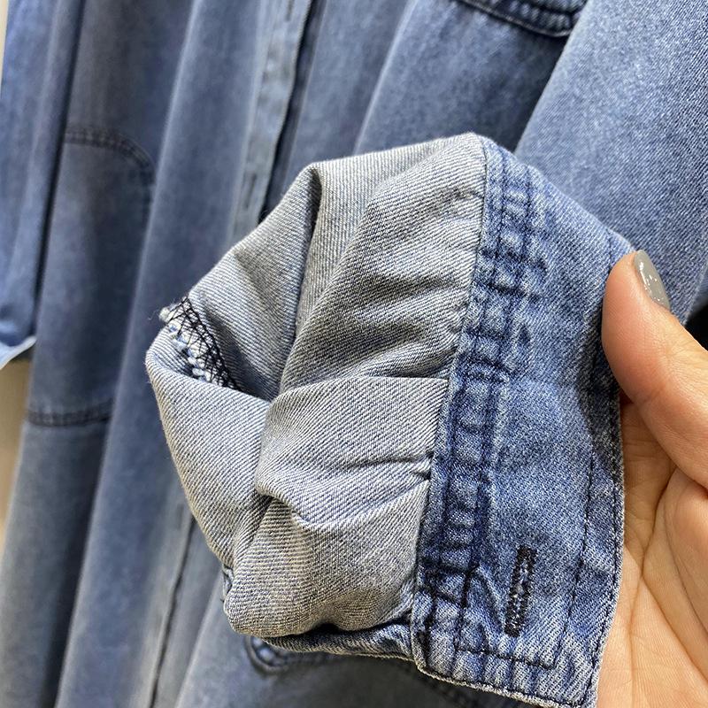 2025 Women's Loose Fit Long-Sleeved Polo Collar Shirt - Early Autumn Commuter Style with High Manganese Wash