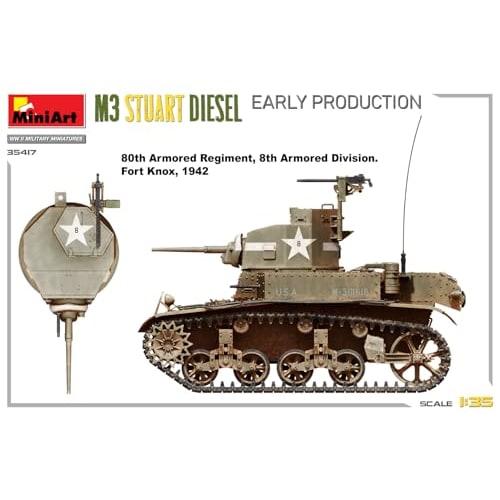 Miniart 1/35 M3 Stuart Early Diesel Plastic Model Kit MA35417 (Tank)