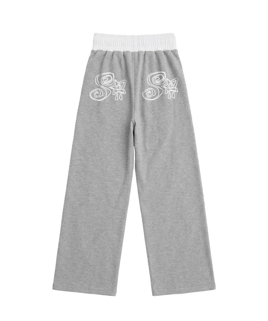 PAGESIISII Sisi Star Print Obi Color Block Sweatpants Pink