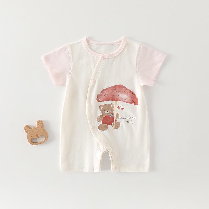 A-Class Pure Cotton Baby Romper: Summer Short Sleeve Crawling Suit for Newborn Boys & Girls