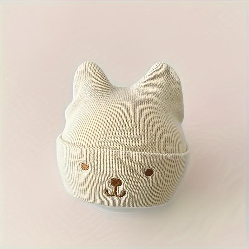 Children's Cute Knit Bear Ear Beanie Hat - Polyester, Hand Wash, Stretch Fit, Lightweight Toggle Closure, Fall/Winter Season, Daily & Casual