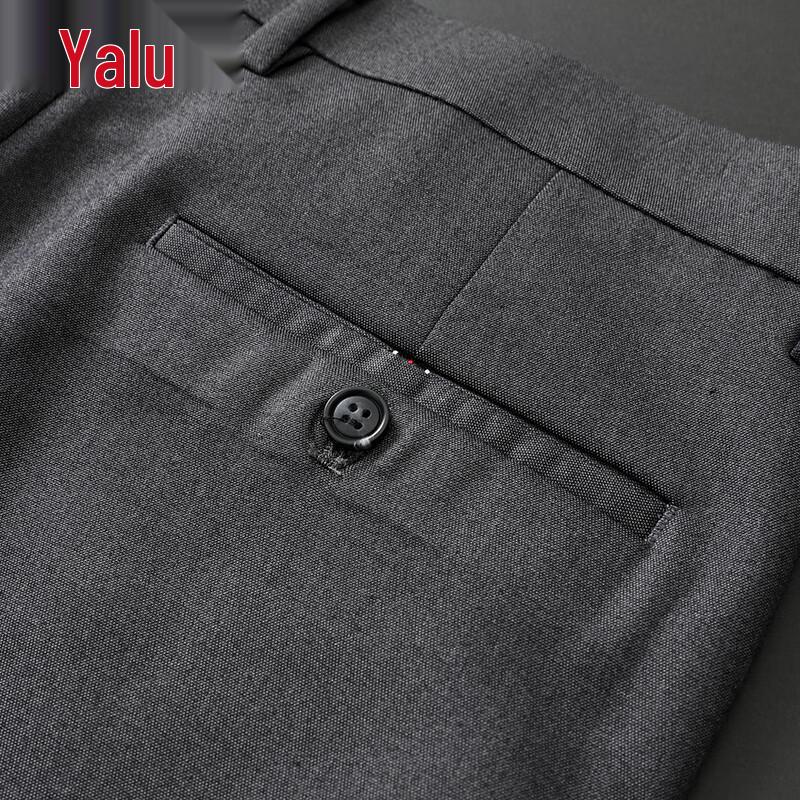Ya Lu Men's Wool Blend Straight Leg Wrinkle-Free Casual Pants