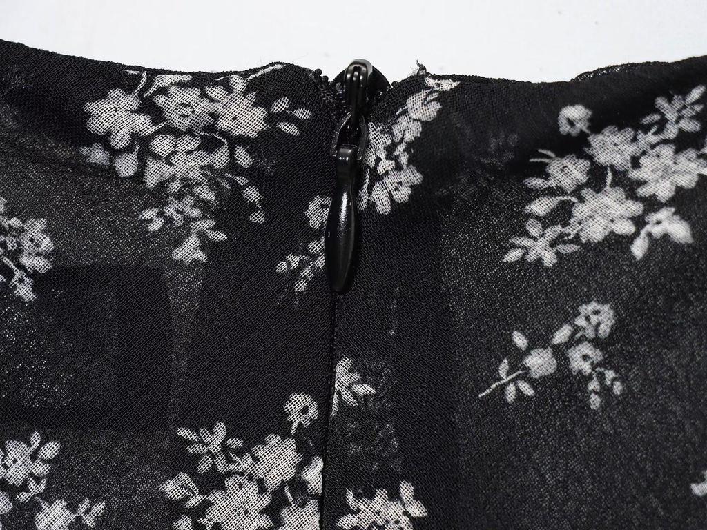 2025 Autumn/Winter European Women's Waist-Cinching Printed Long-Sleeve Dress