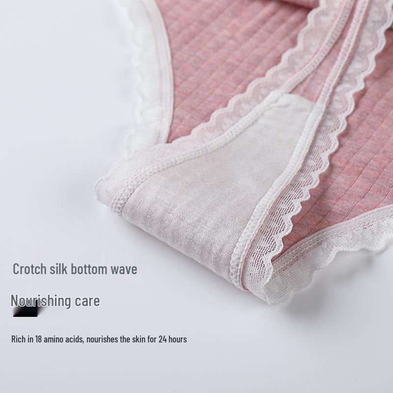 Class A Women's Silk Thong: Antibacterial, Lace-Edged, Seamless T-Back with Japanese Bow