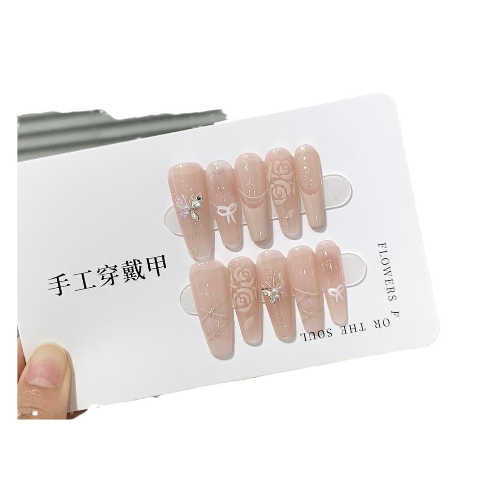 Fresh Peach Butterfly Small Diamond Advanced Hand-painted Nanke Yimeng Removable