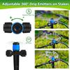 360° Adjustable Drip Emitters, Push-to-Fit Irrigation Sprinklers for 1/4" Tubing, Easy Installation Water Flow Drippers