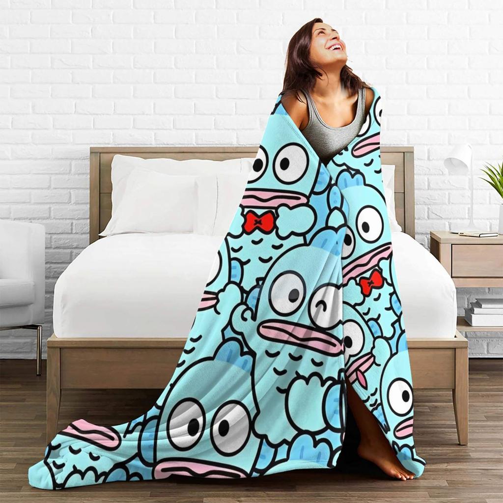 Hangyodon Make Faces Cartoon Wool Blanket Cute Kawaii Vintage Throw Blankets for Home Hotel Sofa 150*125cm Bedspreads