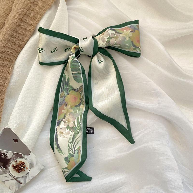 Cashew flower silk scarf, double-sided printed headband, ins decoration, versatile triangle scarf accessories