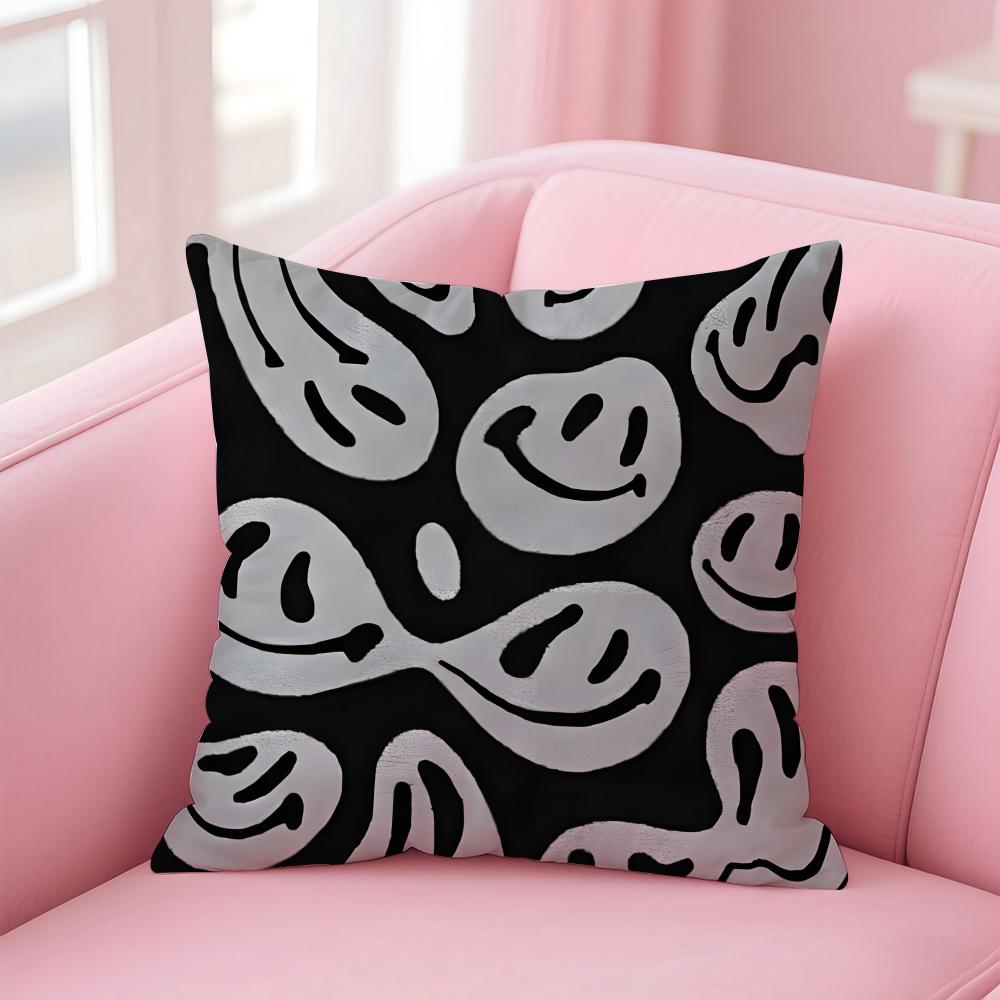 

BBlack and White Patterns Cushion Cover Pillow Case Soft Friendly Fabric Concealed Zipper 30X30cm