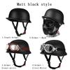 German Retro Style Biker Half Helmet 108 Matte Black Copper Color with Windshield Unisex Motorcycle Gear for All Seasons