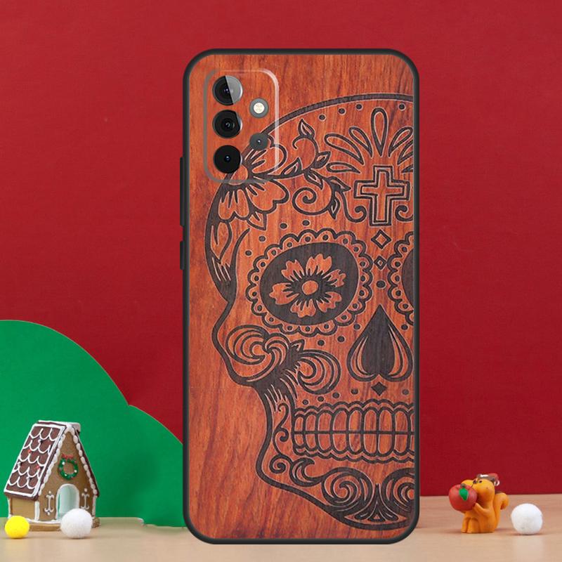 Natural Bamboo Wood Animal Print Case For Samsung Galaxy A55 A52 A32 A12 A33 A06 A16 A26 A36 A56 A15 A53 A13 A34 A54 A14 A17