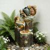 Duck /Squirrel Fountain Ornament Garden Duck Family Statue Outdoor Yard Miniature With Light Garden Decor For Patio Balcony Lawn