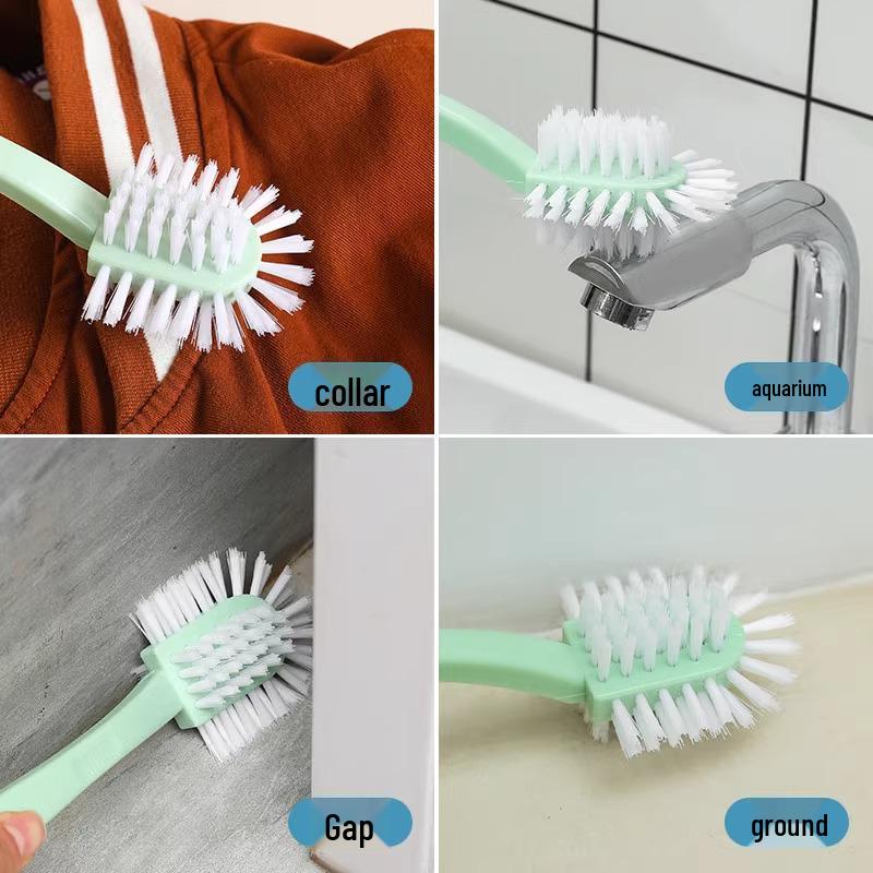 Five-Sided Soft Bristle Shoe Brush with Long Handle for Gentle, All-Around Cleaning