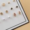 Wind paper card stud earrings niche diamond earrings versatile combination card jewelry set female pearl