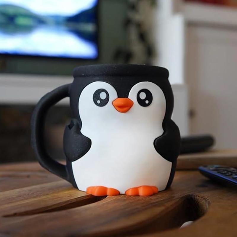 Niedlicher Pinguin Eisbecherhalter, 3D-Druck Kieselstein der Pinguin Eisbecher mit Frostschutzgriff