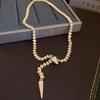 Brushed water drop love pendant, pull-out necklace, simple and high-end sweater chain, niche cold wind necklace jewelry