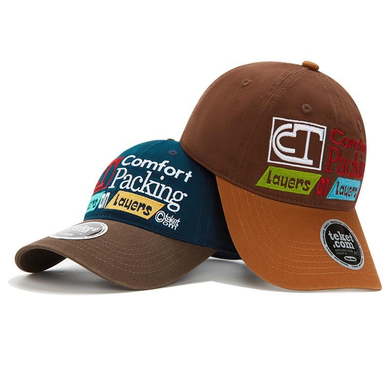 Retro Letter Embroidered Baseball Cap Women's Spring New Wide Brim Big Face Show Face Small Peaked Cap