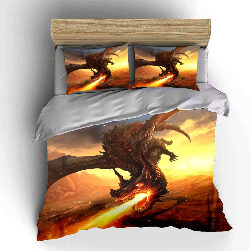 Dragon-Themed Home Decor Set Multiple Sizes Kid'S And Adults' Bedroom Exquisite 3Pc Bedding Set, Gift