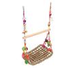 Bird Seagrass Swing Toys Colorful Rattan Balls Double Layer Parrot Climbing Hammock Swing with Wood Perch for Pet Bird
