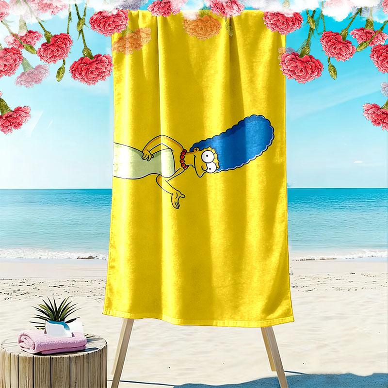 Marge Simpson Print Beach Towel, Large Soft Quick Dry Towel for Beach Camping Swimming