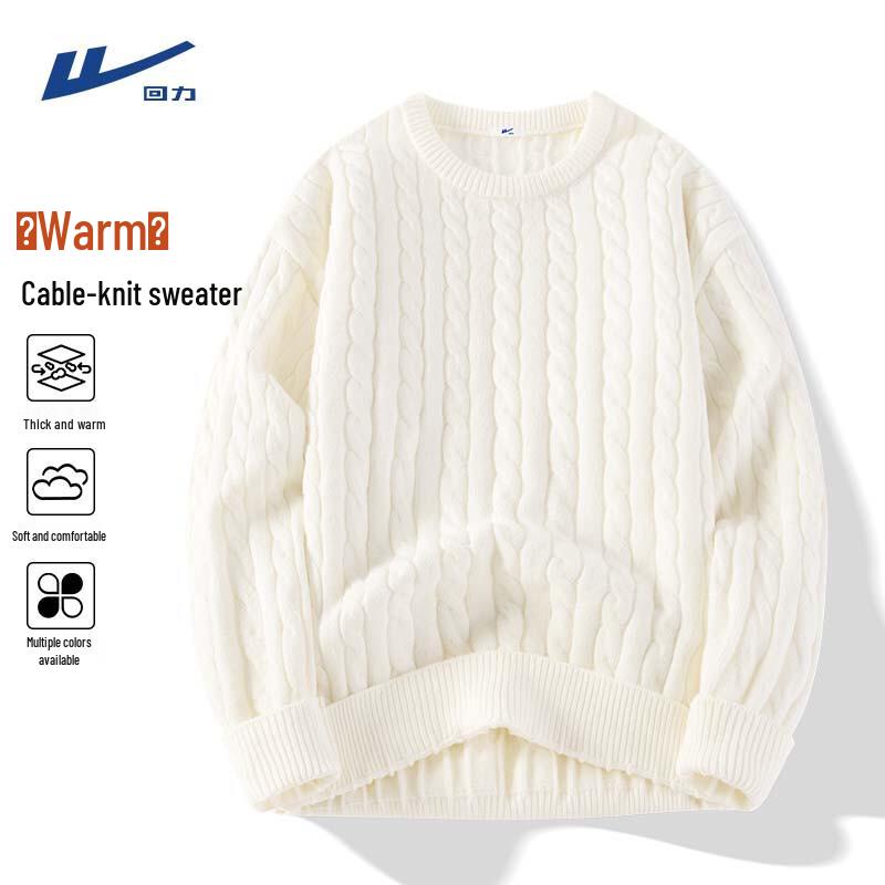 Warrior Men's Round Neck Cable Knit Sweater