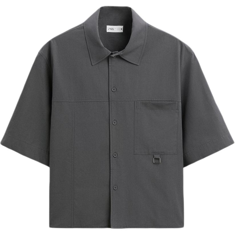 

Zara Solid Color Casual Polo Shirt Men shirts Gray 3666300-802 S