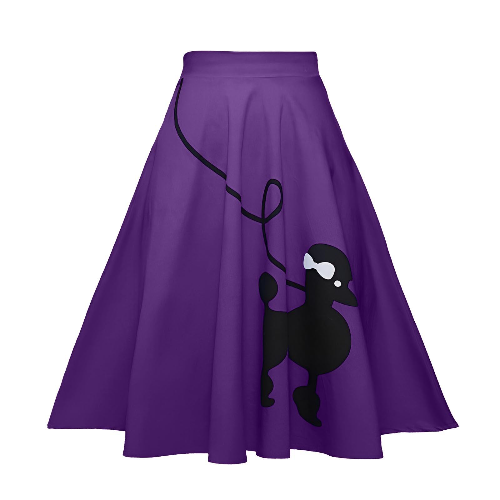 

Женская юбка средней длины с высокой талией в стиле ретро с принтом пуделя, трапециевидная юбка L фиолетовый