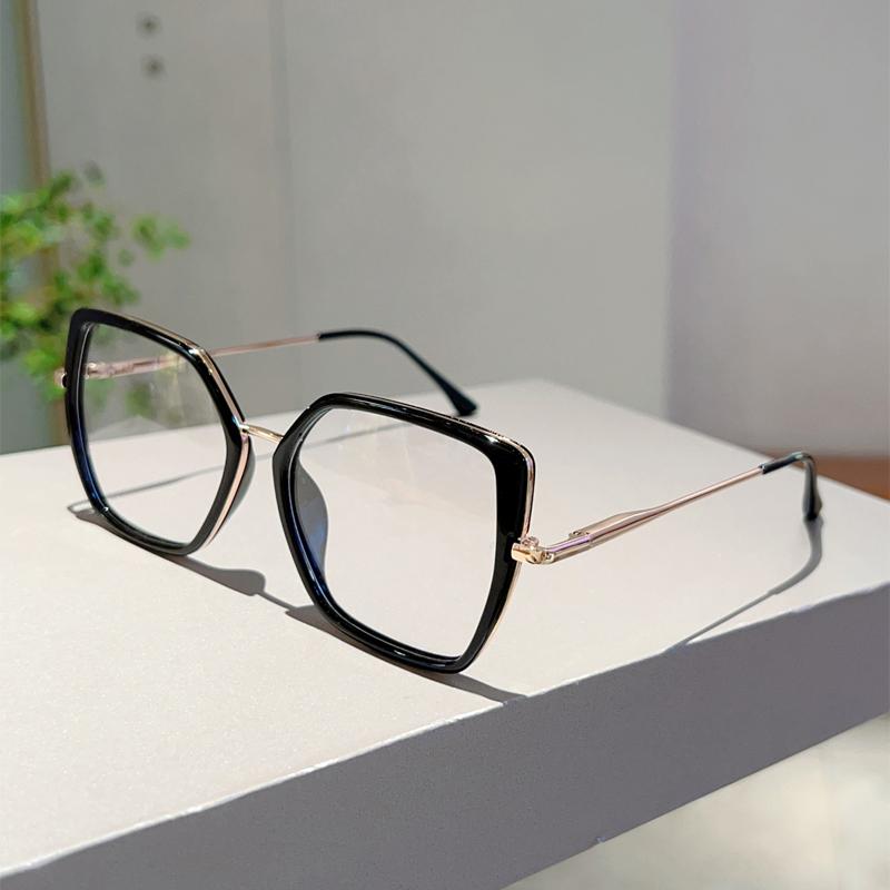 Fashion Oversize Black Frame Women Ins Brand Design Retro Metal Glasses Blue Light Blocking New Stylish Decor Eyewear