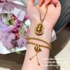 New Chinese Gourd Golden Bean Bracelet, Heavy, Plated With 18K Gold, Agate Golden Bean Fulu Beaded Necklace