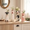Artistic Resin Table Decoration Cute Animal Vase, Farmhouse Decorative Flower Holder for Home Hand Carved Ornaments Office Decor Pig/Cow/Sheep/Chicken