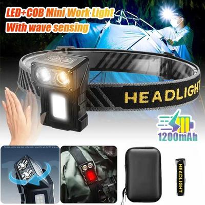 Mini indukční LED čelovka nabíjecí hlavová baterka pracovní světlo čelovka led hlavová svítilna nouzové kempování rybářská lucerna