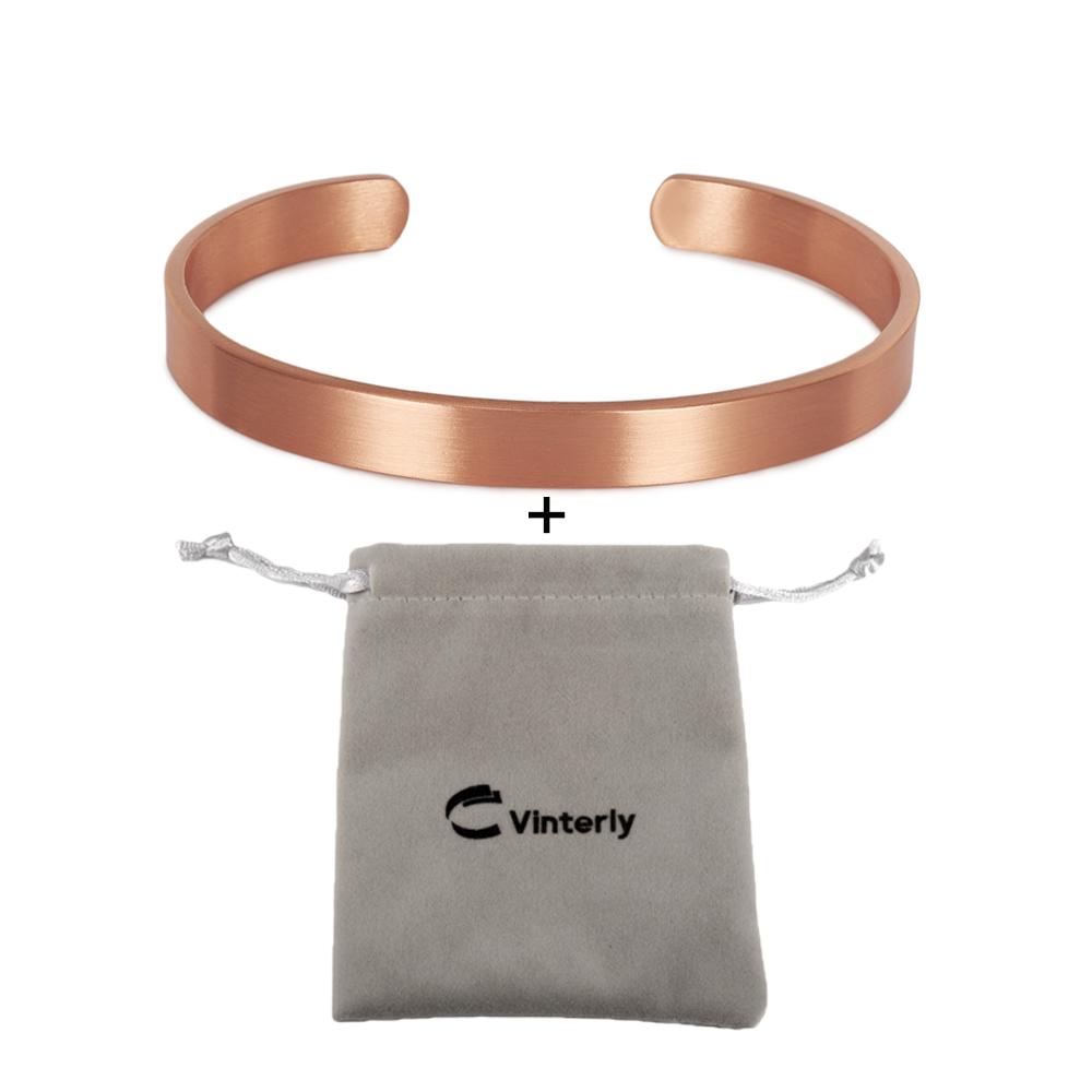 Bracciali in Rame Puro Vinterly per Donne Uomini Unisex Larghezza 8mm Bracciali a Manetta Regolabili Gioielli Femminili Regolabili Rame Solido Morbido