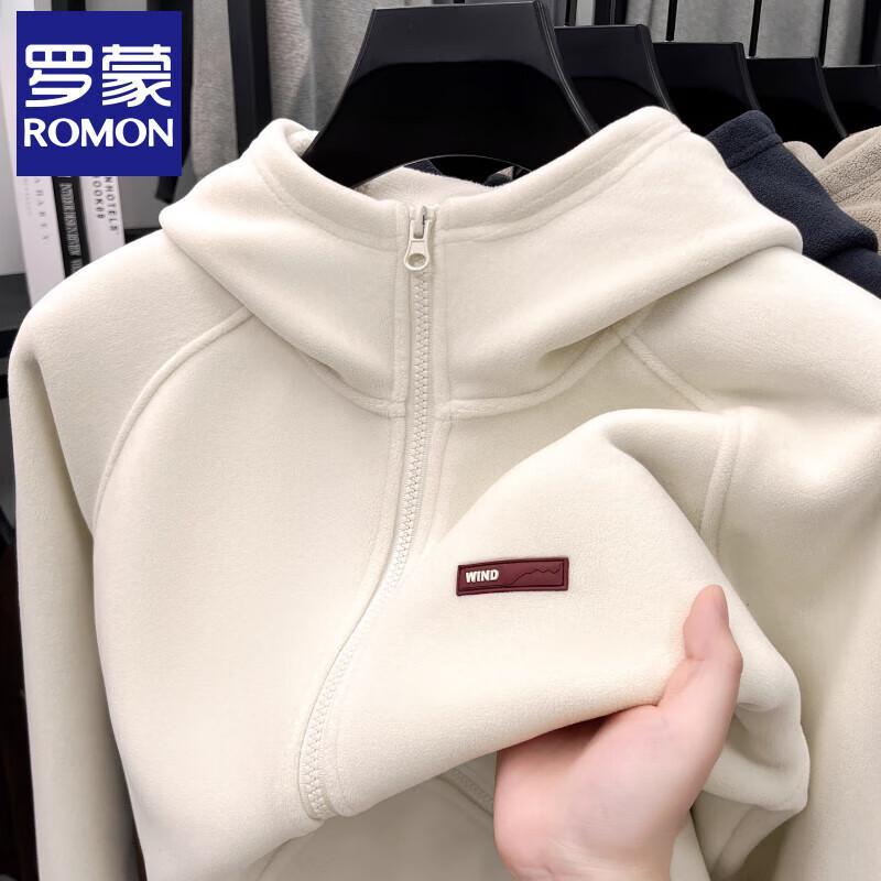 

Romon Men s Fleece Lined Hooded Cardigan Jacket 2XL