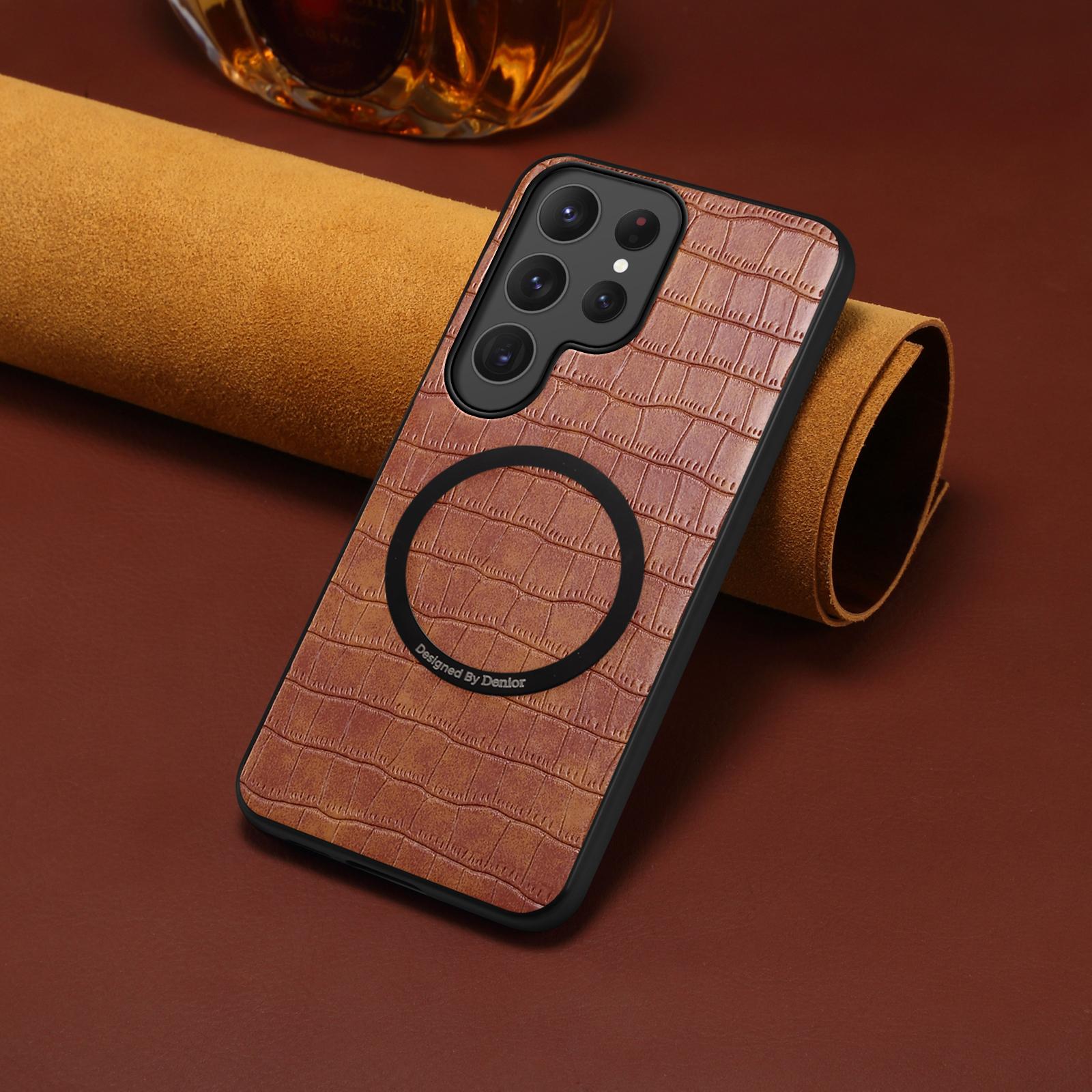 

Alligator Pattern Leather Case for Samsung Galaxy S26 Ultra S25 Edge S24 Plus S23 Fe S21 A56 5G Magnetic Wireless Charging Cover Galaxy A56 5G коричневий