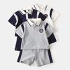 Children's Summer Clothing Boys' Short-Sleeved Suit Baby Lapel Polo Shirt Shorts Two-piece Set Children's Embroidery Bear Clothes